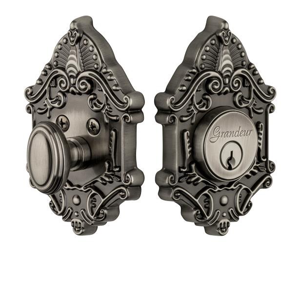 Grandeur by Nostalgic Warehouse GVC Single Cylinder Deadbolt Keyed Differently - Grande Victorian in Antique Pewter